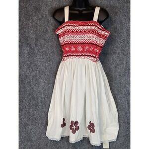 Ruikajia XXL Sleeveless Dress Red White Floral Heart Fair Isle Cottagecore Fairy